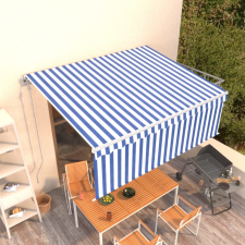 vidaXL kék-fehér automata kihúzható napellenző redőnnyel 4x3 m kerti bútor