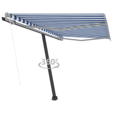 vidaXL kék-fehér automata póznás napellenző 350 x 250 cm kerti bútor