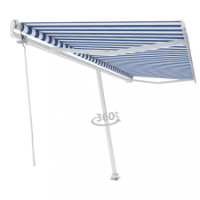vidaXL Kék-fehér automata póznás napellenző 500 x 300 cm kerti bútor