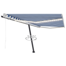 vidaXL kék-fehér automata szélérzékelős és LED-es napellenző 400x300cm kerti bútor
