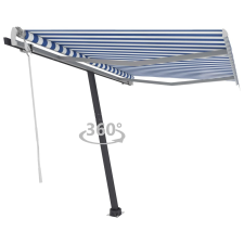 vidaXL kék-fehér kézzel kihúzható póznás napellenző 300 x 250 cm kerti bútor