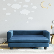 vidaXL kék gyerek bársonykanapé lábzsámollyal 100x50x30 cm gyermekbútor