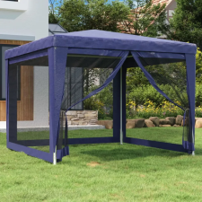 vidaXL Kék HDPE rendezvénysátor 4 hálós oldalfallal 3x3 m kerti tárolás