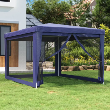 vidaXL Kék HDPE rendezvénysátor 4 hálós oldalfallal 3x4 m kerti tárolás