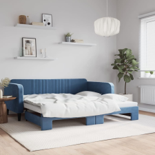 vidaXL kék kihúzható bársony heverő 100 x 200 cm ágy és ágykellék