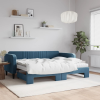 vidaXL kék kihúzható bársony heverő matraccal 90 x 200 cm