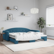 vidaXL kék kihúzható szövet heverő 90 x 200 cm ágy és ágykellék