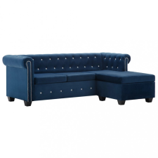 vidaXL Kék L-alakú bársony Chesterfield kanapé 199 x 142 x 72 cm bútor