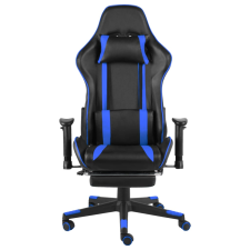 vidaXL kék PVC forgó gamer szék lábtartóval (20485) forgószék