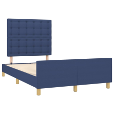 vidaXL kék szövet ágykeret fejtámlával 120 x 190 cm (3270547) ágy és ágykellék