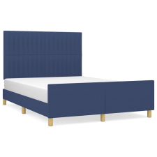 vidaXL kék szövet ágykeret fejtámlával 140 x 190 cm (3125217) ágy és ágykellék