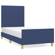 vidaXL kék szövet ágykeret fejtámlával 90 x 200 cm (3124869) - Ágyak és ágykeretek ágy és ágykellék