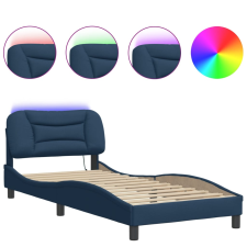 vidaXL kék szövet ágykeret LED-világítással 90 x 200 cm (3213682) ágy és ágykellék