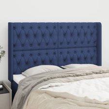 vidaXL kék szövet fejtámla szárnyakkal 163x16x118/128 cm ágy és ágykellék