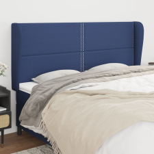 vidaXL kék szövet fejtámla szárnyakkal 203x23x118/128 cm ágy és ágykellék