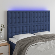 vidaXL kék szövet LED-es fejtámla 144x5x118/128 cm ágy és ágykellék