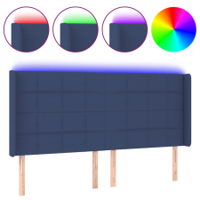 vidaXL kék szövet LED-es fejtámla 203x16x118/128 cm (3124076) ágy és ágykellék