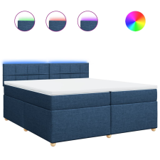 vidaXL kék szövet rugós ágy matraccal 200 x 200 cm (3289093) ágy és ágykellék