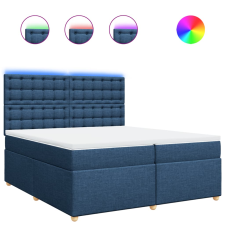 vidaXL kék szövet rugós ágy matraccal 200 x 200 cm (3293707) ágy és ágykellék