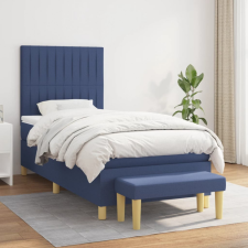 vidaXL Kék szövet rugós ágy matraccal 90 x 200 cm ágy és ágykellék