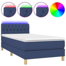 vidaXL kék szövet rugós és LED-es ágy matraccal 100x200 cm (3133939) ágy és ágykellék
