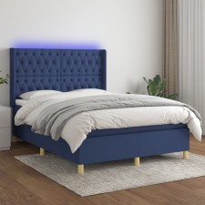 vidaXL kék szövet rugós és LED-es ágy matraccal 140x190 cm ágy és ágykellék