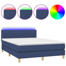 vidaXL kék szövet rugós és LED-es ágy matraccal 140x190 cm (3133875) ágy és ágykellék
