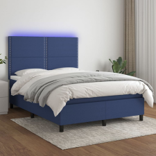 vidaXL Kék szövet rugós és LED-es ágy matraccal 140x200 cm ágy és ágykellék