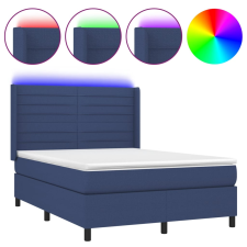 vidaXL kék szövet rugós és LED-es ágy matraccal 140x200 cm (3138403) ágy és ágykellék