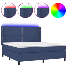 vidaXL kék szövet rugós és LED-es ágy matraccal 160x200 cm (3138251) ágy és ágykellék