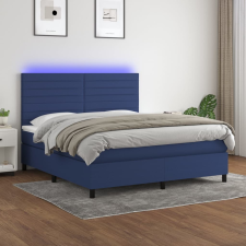 vidaXL kék szövet rugós és LED-es ágy matraccal 180 x 200 cm ágy és ágykellék