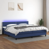 vidaXL kék szövet rugós és LED-es ágy matraccal 200 x 200 cm