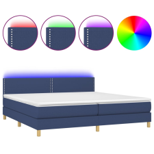 vidaXL kék szövet rugós és LED-es ágy matraccal 200 x 200 cm (3133667) ágy és ágykellék