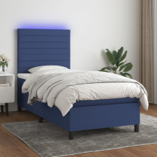 vidaXL Kék szövet rugós és LED-es ágy matraccal 90x190 cm ágy és ágykellék
