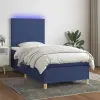 vidaXL kék szövet rugós és LED-es ágy matraccal 90x190 cm