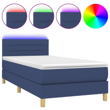vidaXL kék szövet rugós és LED-es ágy matraccal 90x190 cm (3133763) ágy és ágykellék
