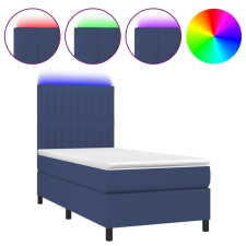 vidaXL kék szövet rugós és LED-es ágy matraccal 90x190 cm (3135003) ágy és ágykellék