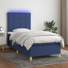 vidaXL kék szövet rugós és LED-es ágy matraccal 90x200 cm ágy és ágykellék
