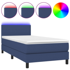 vidaXL kék szövet rugós és LED-es ágy matraccal 90x200 cm (3132971) ágy és ágykellék