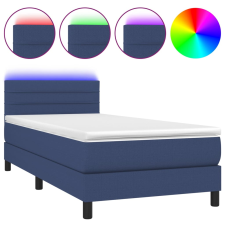 vidaXL kék szövet rugós és LED-es ágy matraccal 90x200 cm (3133211) ágy és ágykellék