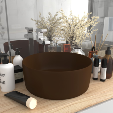 vidaXL kerek matt sötétbarna kerámia luxus mosdókagyló 40 x 15 cm fürdőszoba kiegészítő