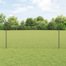 vidaXL Kerítés Posztok 44 db U-csatorna Szürke 140 cm Acél kerti bútor
