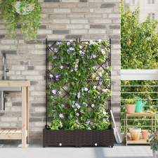 vidaXL Kert Cserép Trellis-szel 2 db Barna 80x40x125.5 cm kerti tárolás