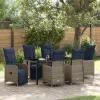 vidaXL Kert étkező szett 7 pcs Szürke polirattan