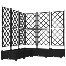 vidaXL Kert Virágcserép Trellisszel 5 db Fekete 120x120x125.5 cm (42002842) kerti tárolás