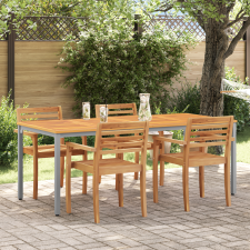 vidaXL Kertasztal 200x90x75 cm Tömör Akácfa és Fém kerti bútor