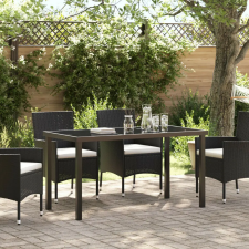 vidaXL Kertasztal Fekete 140x80x73 cm Edzett Üveg kerti bútor