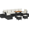 vidaXL Kerti Kanapé Szett 10 pcs Fekete és Krém 90 x 55 x 71 cm (3364720)