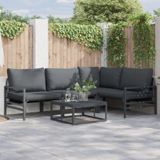 vidaXL Kerti Kanapé Szett 4 pcs Antracit Acél kerti bútor