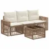 vidaXL Kerti Kanapé Szett 4 pcs Beige és Krémszínű polirattan